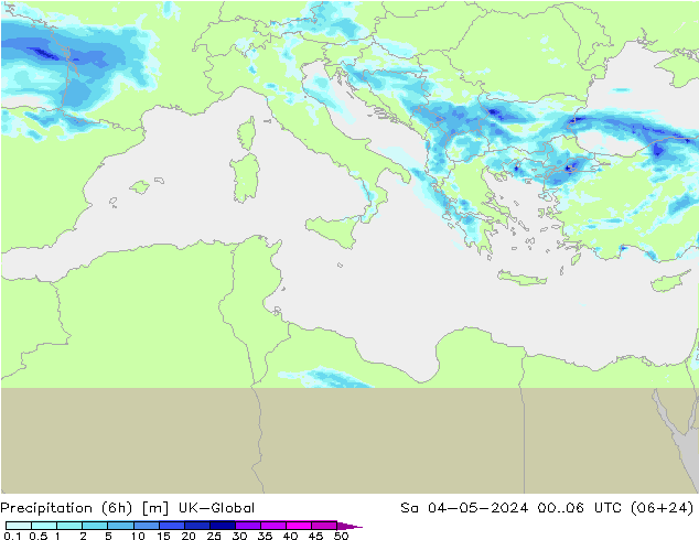Yağış (6h) UK-Global Cts 04.05.2024 06 UTC