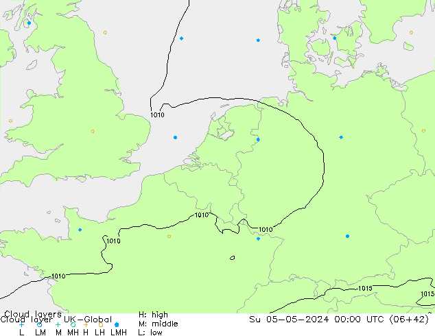 Cloud layer UK-Global Su 05.05.2024 00 UTC