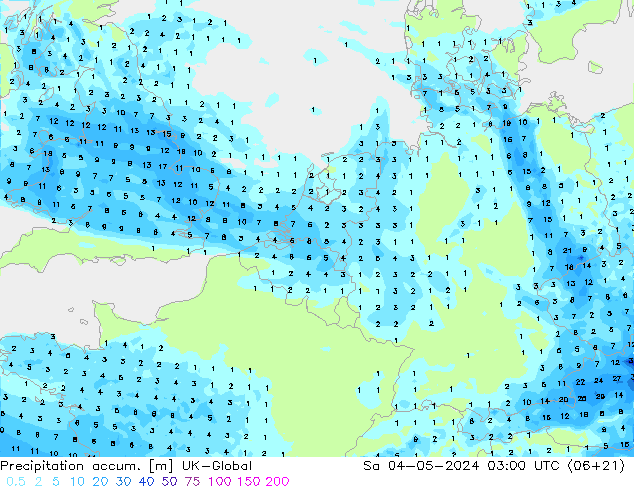 Toplam Yağış UK-Global Cts 04.05.2024 03 UTC