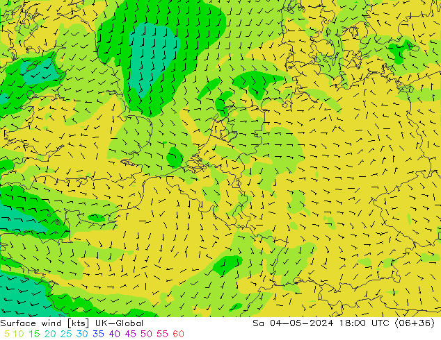 Surface wind UK-Global Sa 04.05.2024 18 UTC