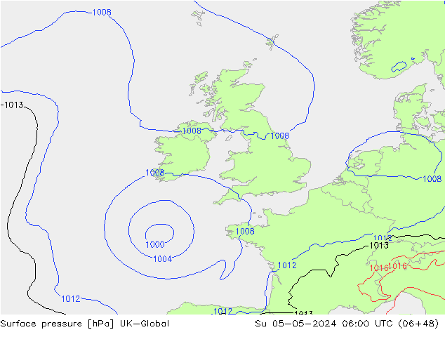 Luchtdruk (Grond) UK-Global zo 05.05.2024 06 UTC
