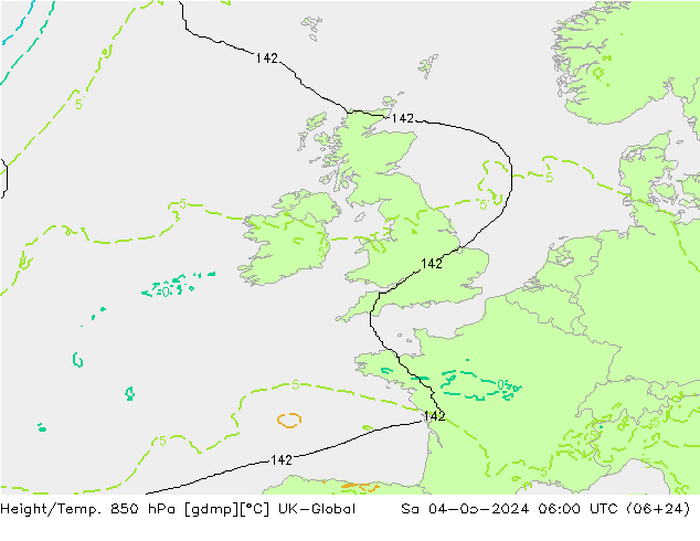 Hoogte/Temp. 850 hPa UK-Global za 04.05.2024 06 UTC