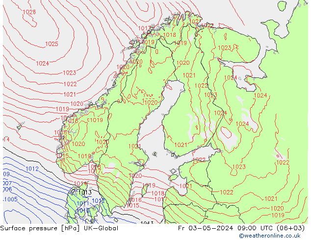Surface pressure UK-Global Fr 03.05.2024 09 UTC