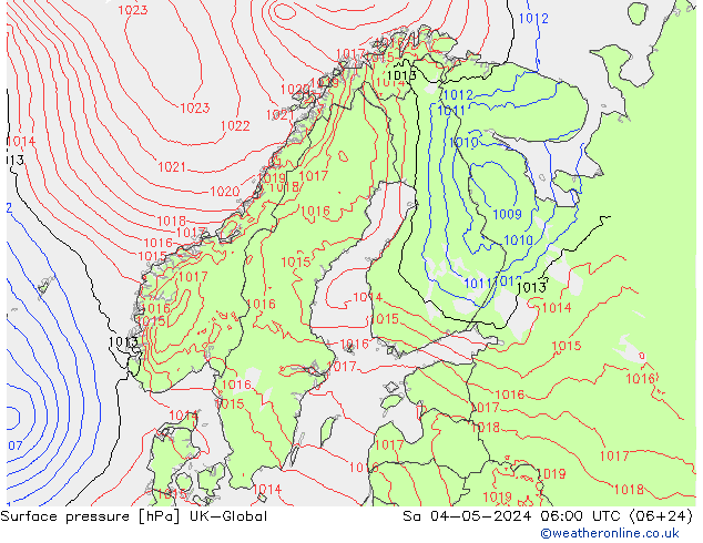 Surface pressure UK-Global Sa 04.05.2024 06 UTC