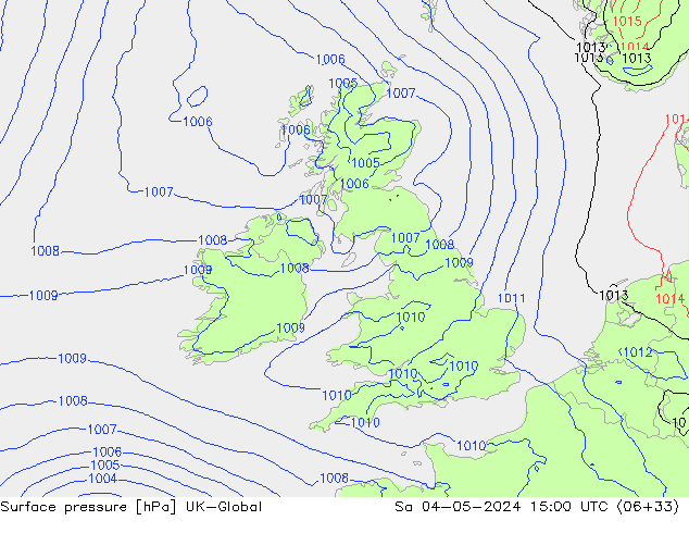 Surface pressure UK-Global Sa 04.05.2024 15 UTC