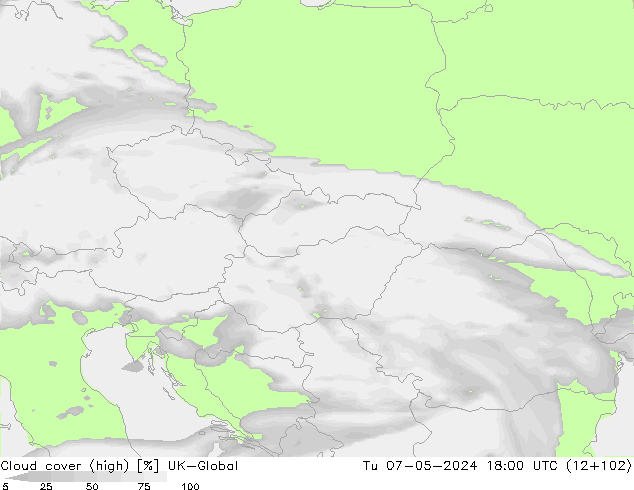 Cloud cover (high) UK-Global Tu 07.05.2024 18 UTC