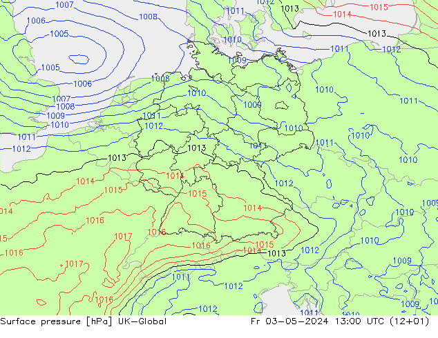 地面气压 UK-Global 星期五 03.05.2024 13 UTC
