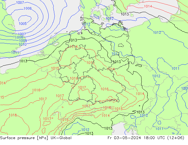 地面气压 UK-Global 星期五 03.05.2024 18 UTC