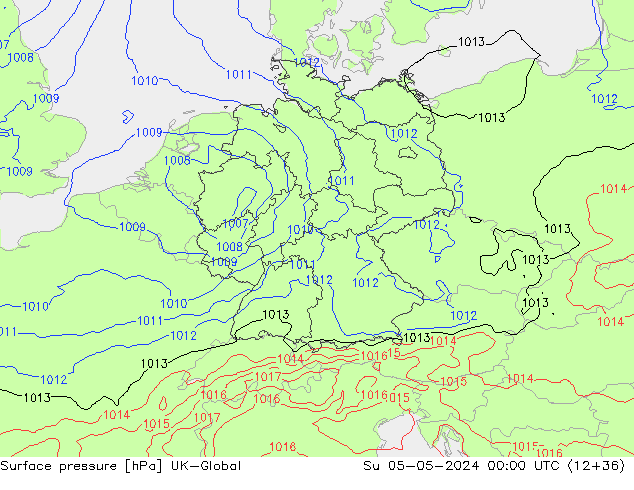 Surface pressure UK-Global Su 05.05.2024 00 UTC