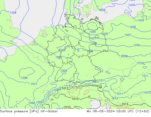 Luchtdruk (Grond) UK-Global ma 06.05.2024 03 UTC