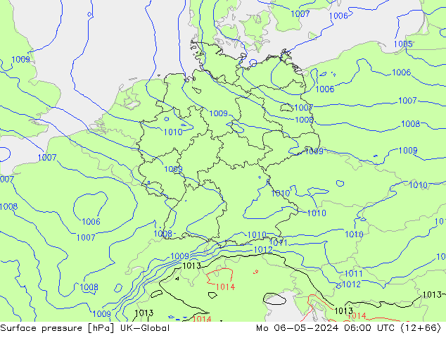 Surface pressure UK-Global Mo 06.05.2024 06 UTC