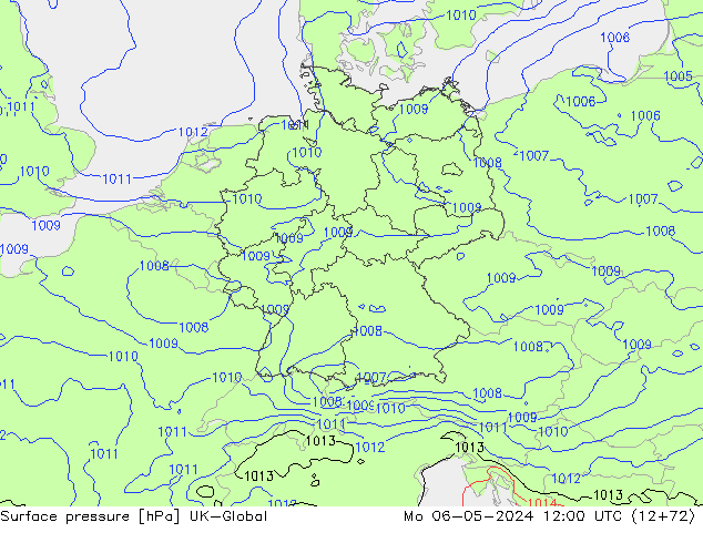 Surface pressure UK-Global Mo 06.05.2024 12 UTC