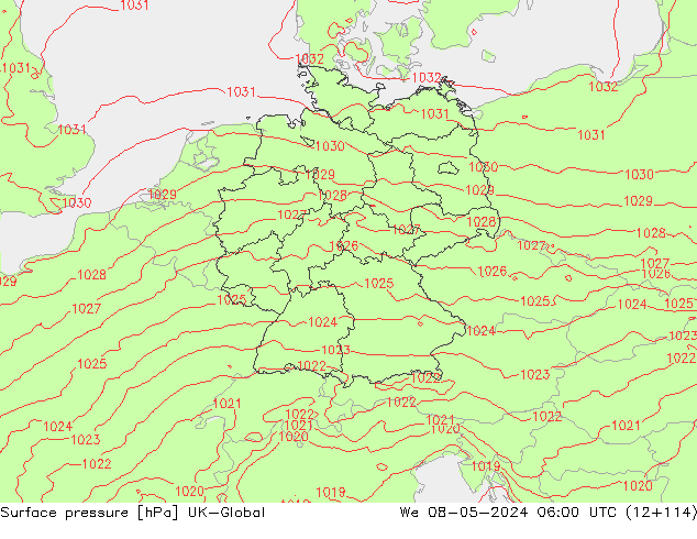 Luchtdruk (Grond) UK-Global wo 08.05.2024 06 UTC