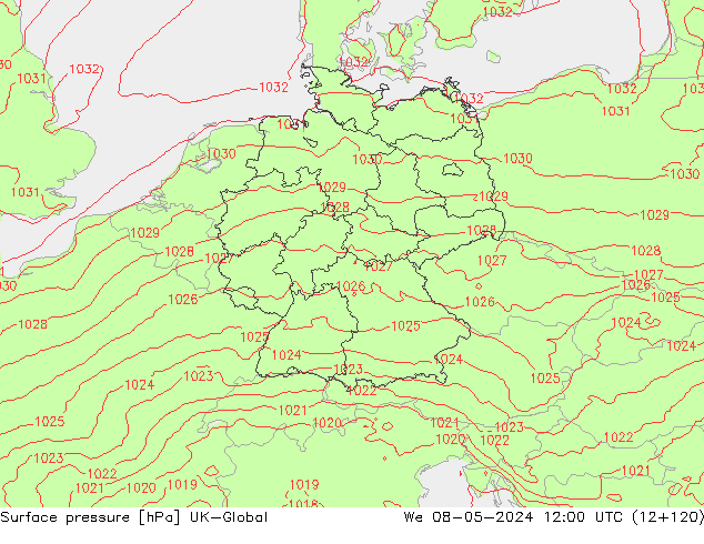 pression de l'air UK-Global mer 08.05.2024 12 UTC