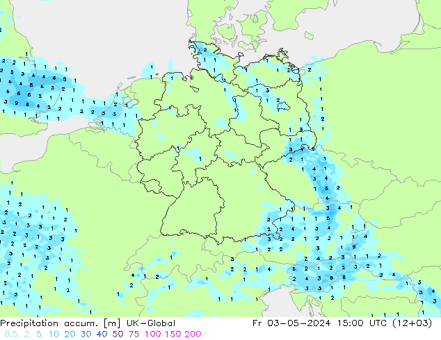 Precipitation accum. UK-Global ven 03.05.2024 15 UTC