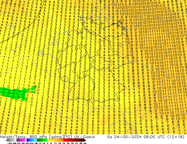 Yükseklik/Sıc. 850 hPa UK-Global Cts 04.05.2024 06 UTC