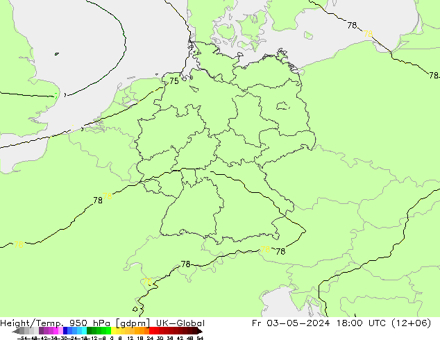 Height/Temp. 950 hPa UK-Global Fr 03.05.2024 18 UTC