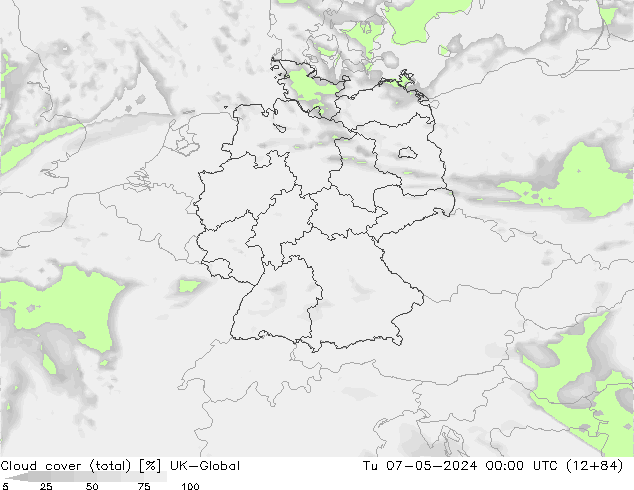 Cloud cover (total) UK-Global Tu 07.05.2024 00 UTC