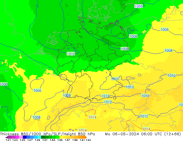 Thck 850-1000 hPa UK-Global Seg 06.05.2024 06 UTC