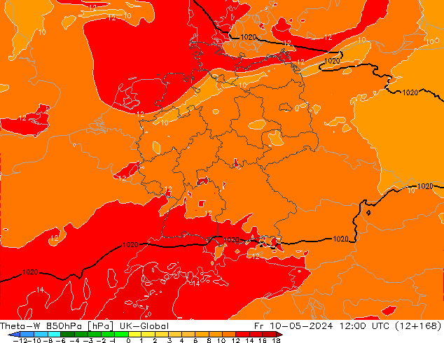 Theta-W 850hPa UK-Global pt. 10.05.2024 12 UTC