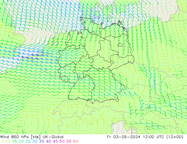 风 850 hPa UK-Global 星期五 03.05.2024 12 UTC