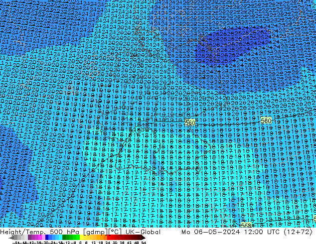 Height/Temp. 500 hPa UK-Global Mo 06.05.2024 12 UTC