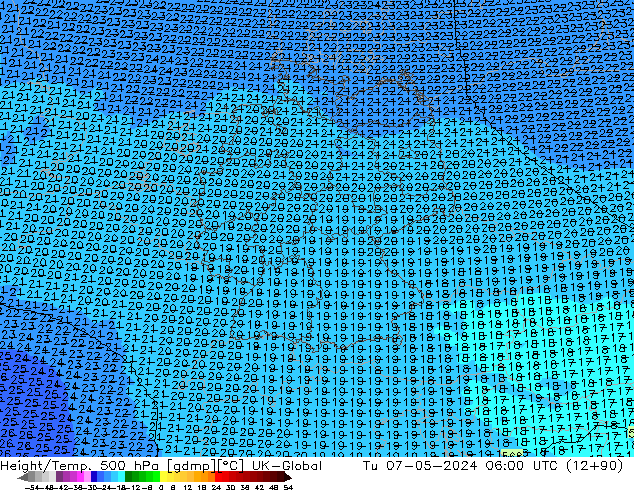 Height/Temp. 500 hPa UK-Global Di 07.05.2024 06 UTC