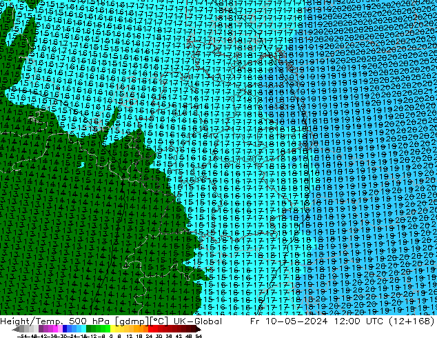 Height/Temp. 500 hPa UK-Global Fr 10.05.2024 12 UTC