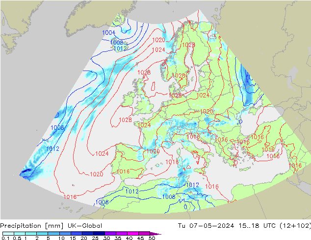 Srážky UK-Global Út 07.05.2024 18 UTC