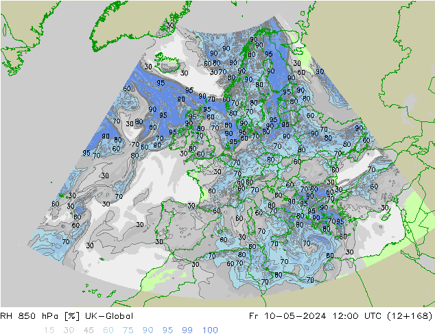 RH 850 hPa UK-Global Sex 10.05.2024 12 UTC
