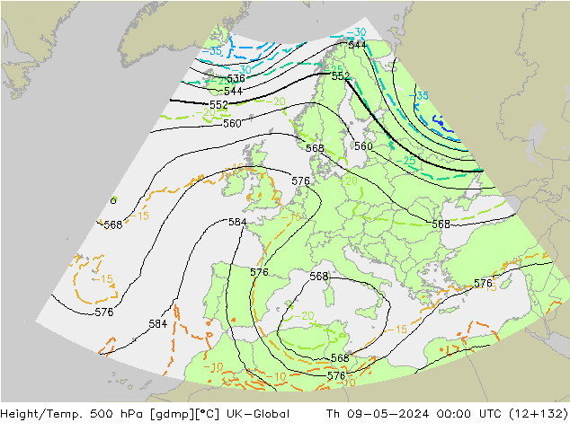 Height/Temp. 500 hPa UK-Global Qui 09.05.2024 00 UTC
