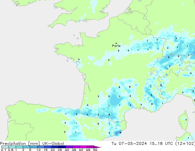 Niederschlag UK-Global Di 07.05.2024 18 UTC