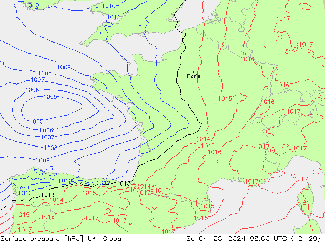 Surface pressure UK-Global Sa 04.05.2024 08 UTC