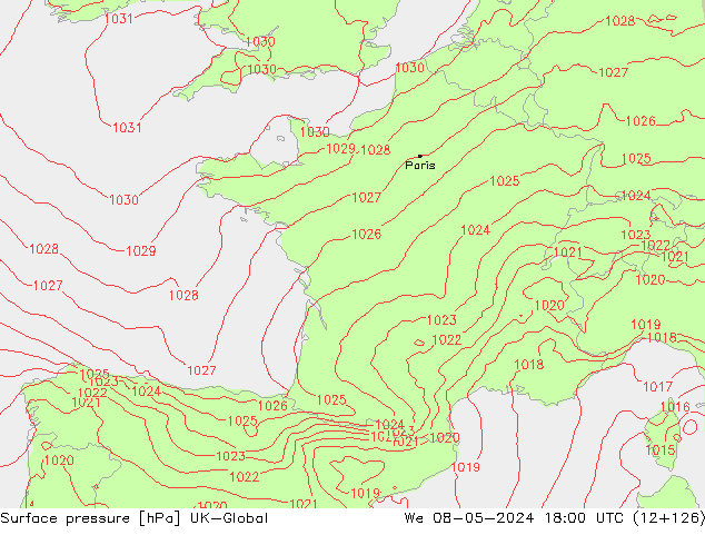 приземное давление UK-Global ср 08.05.2024 18 UTC