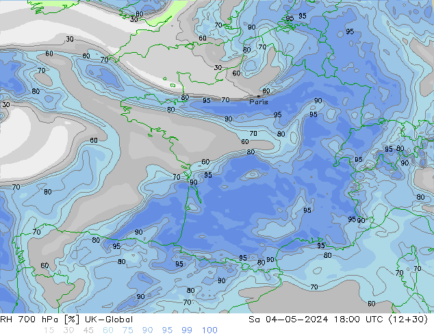 RH 700 hPa UK-Global  04.05.2024 18 UTC