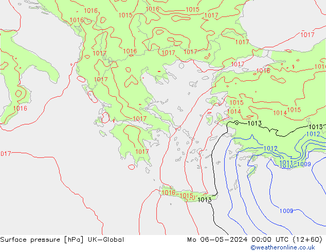 pressão do solo UK-Global Seg 06.05.2024 00 UTC