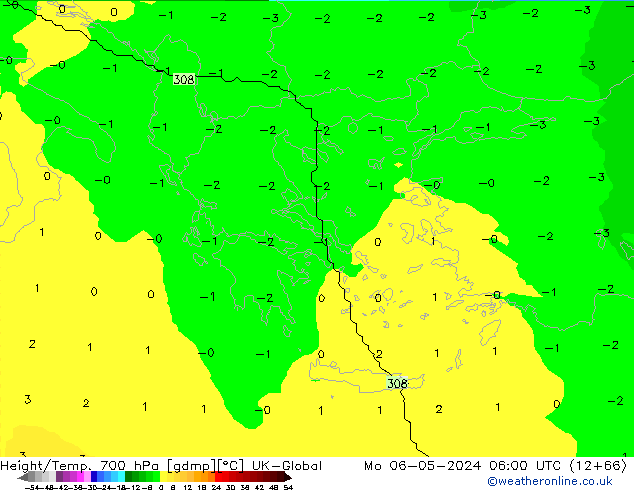Height/Temp. 700 hPa UK-Global Seg 06.05.2024 06 UTC