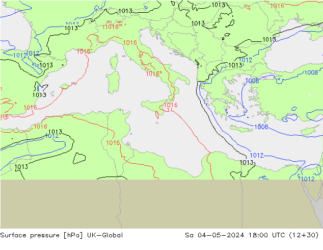 приземное давление UK-Global сб 04.05.2024 18 UTC