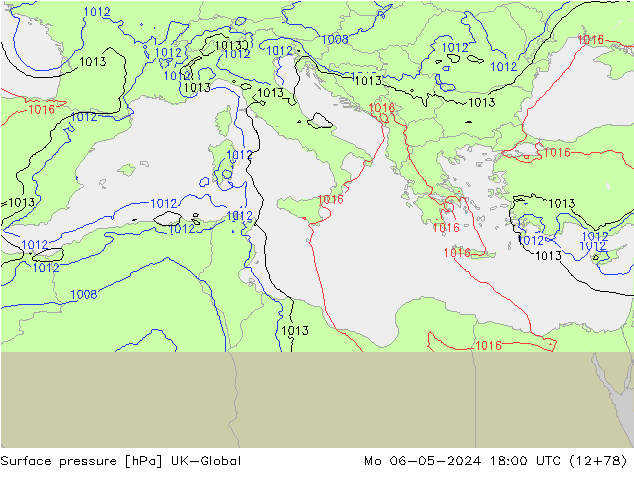 Surface pressure UK-Global Mo 06.05.2024 18 UTC