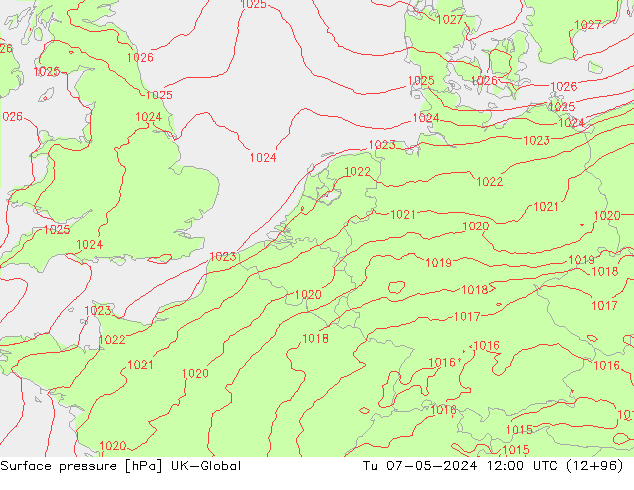 Presión superficial UK-Global mar 07.05.2024 12 UTC