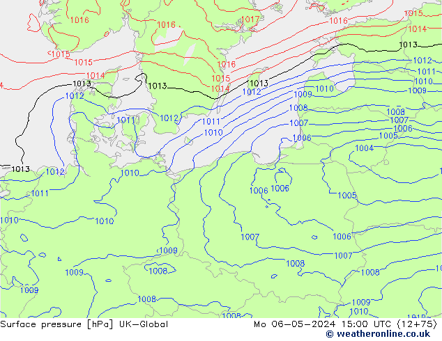 Surface pressure UK-Global Mo 06.05.2024 15 UTC