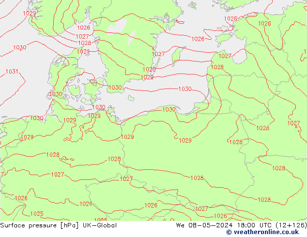 Surface pressure UK-Global We 08.05.2024 18 UTC