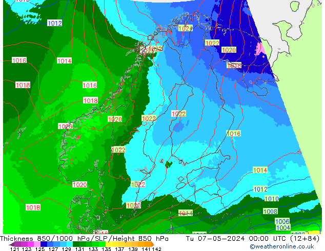 Thck 850-1000 hPa UK-Global Tu 07.05.2024 00 UTC