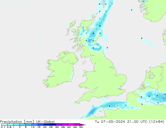 Precipitazione UK-Global mar 07.05.2024 00 UTC