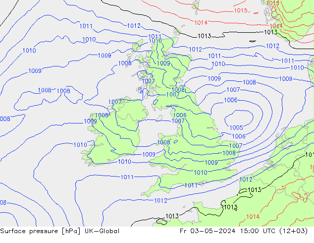 Surface pressure UK-Global Fr 03.05.2024 15 UTC