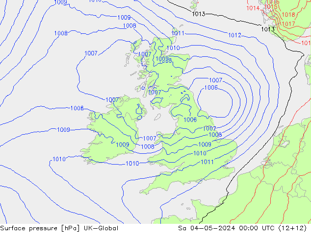 приземное давление UK-Global сб 04.05.2024 00 UTC