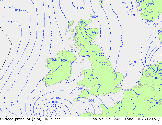 Surface pressure UK-Global Su 05.05.2024 15 UTC