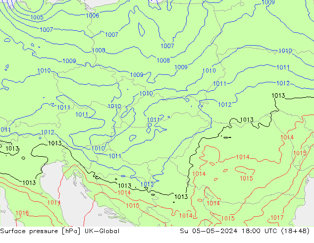 Luchtdruk (Grond) UK-Global zo 05.05.2024 18 UTC