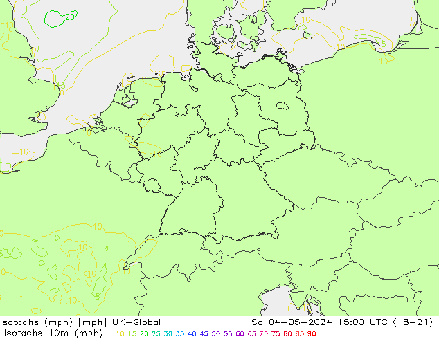 Isotachs (mph) UK-Global сб 04.05.2024 15 UTC