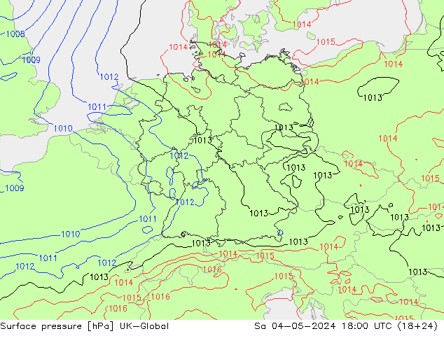 приземное давление UK-Global сб 04.05.2024 18 UTC